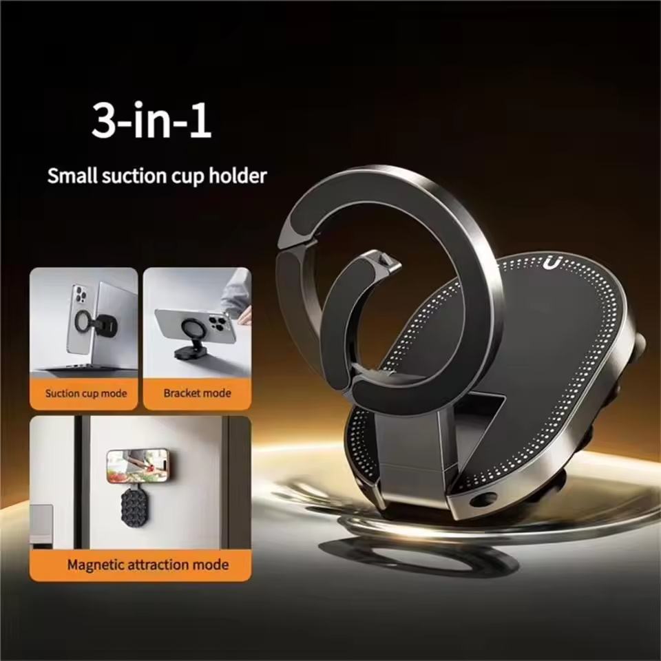 Support Magnétique 3-en-1 – Ventouse, Bague & Aimant | Fixation Instantanée Partout